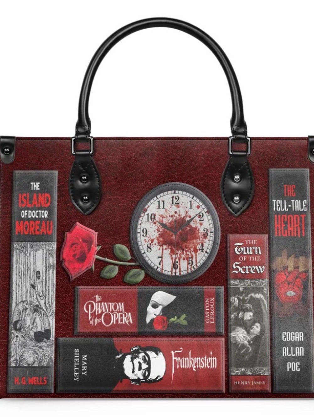 “The Crimson Codex” Small Leather Handbag